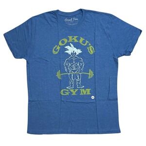 Gokus Gym Deadlift Anime Workout Goku Dragonball Z Training Blue Mens Shirt XXL